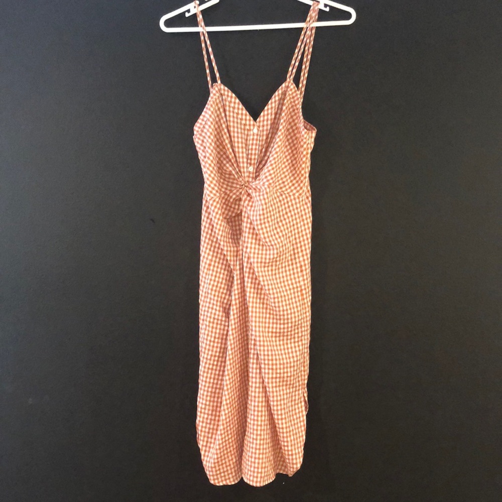 ZARA women’s dress size small fall checkered orange white